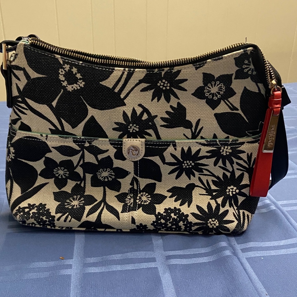 Spartina 449 Black and Cream Floral Shoulder Bag